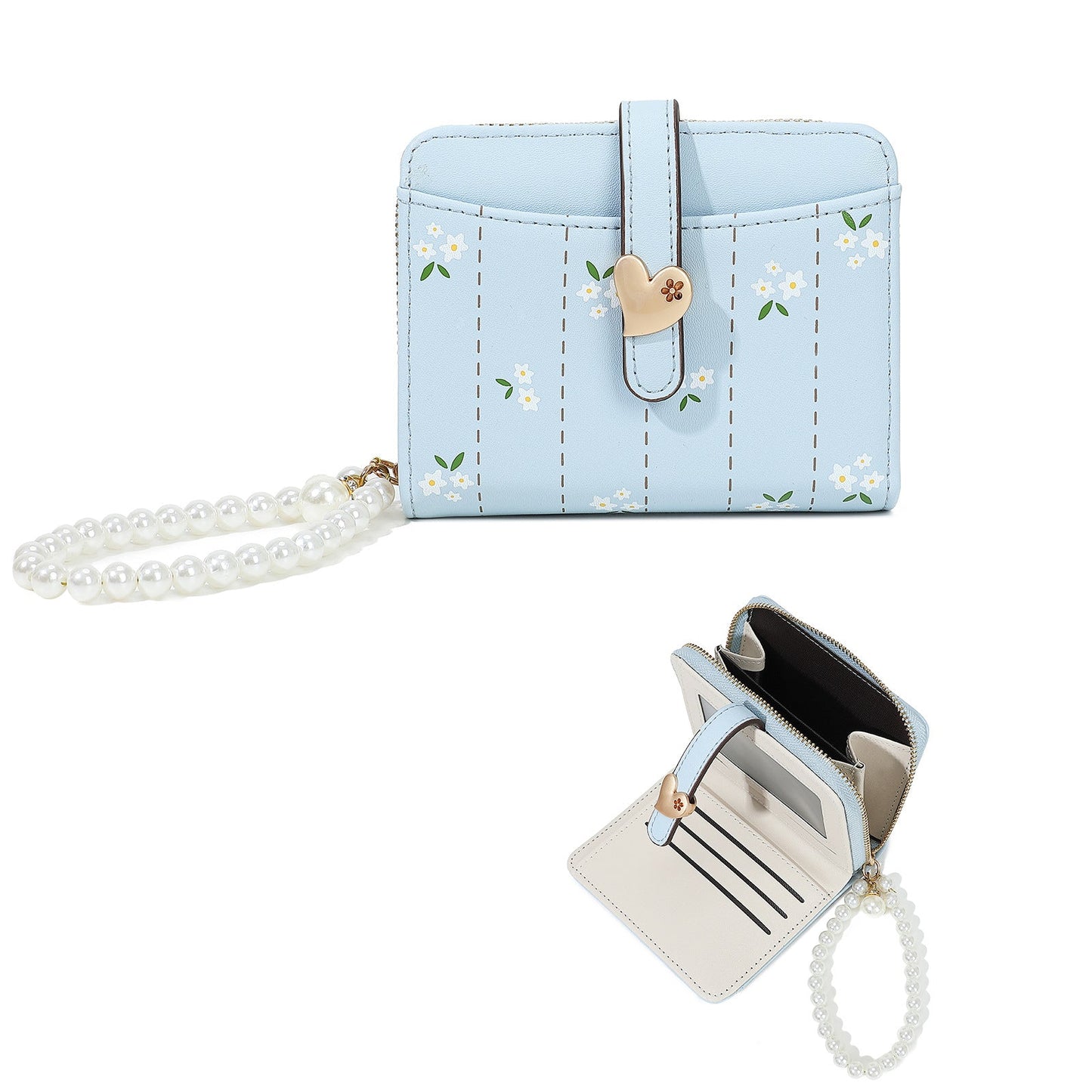 Womens Short PU Creative Floral Wallet