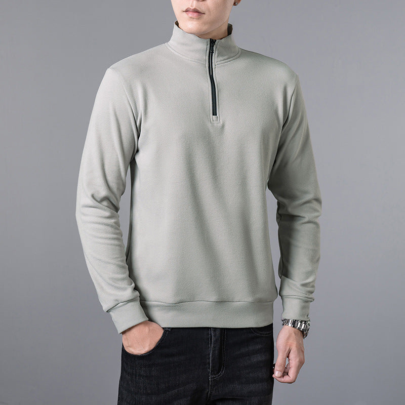 Mens Sweater Trendy All Match Casual Long Sleeve T Shirt Lapel Base Layer