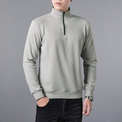 Mens Sweater Trendy All Match Casual Long Sleeve T Shirt Lapel Base Layer