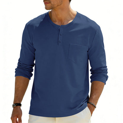 American-Style Retro Autumn Mens Loose-Fit Long-Sleeve Top With Pockets