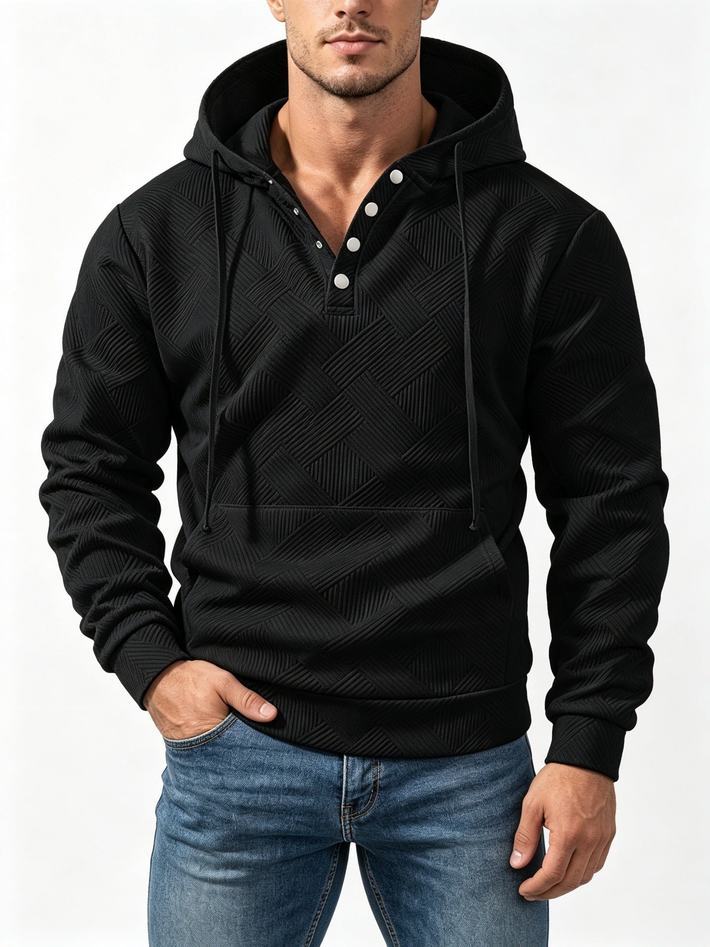 Mens Retro Long-Sleeve Hoodie Top