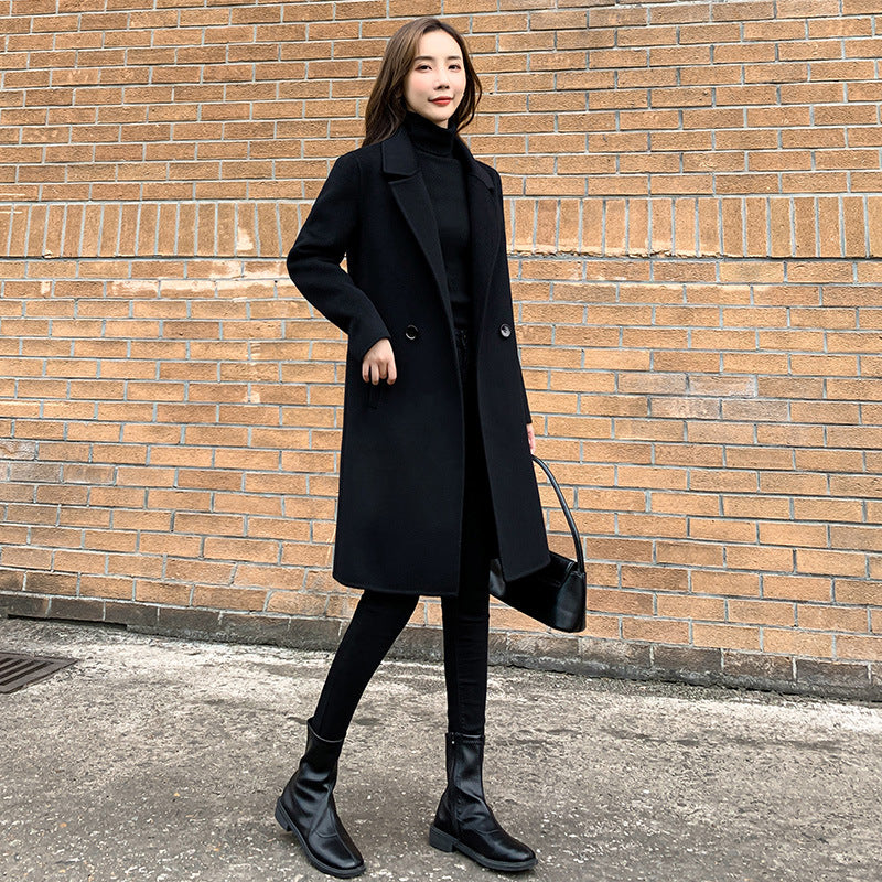 Womens Stylish Double-faced Cashmere Coat