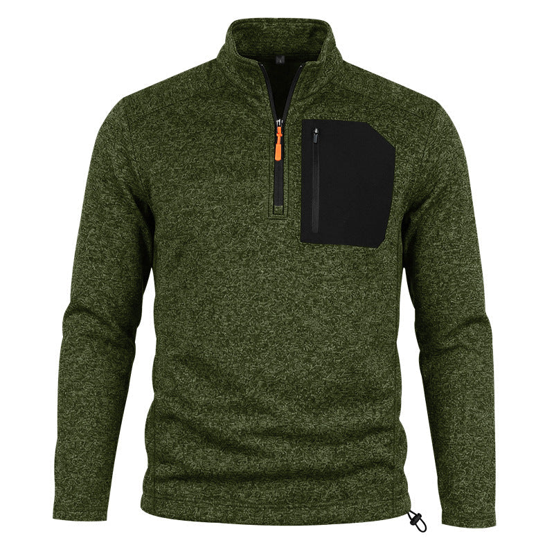 Fleece-lined Half-zip Casual Thermal Hoodie