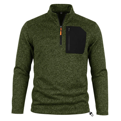 Fleece-lined Half-zip Casual Thermal Hoodie
