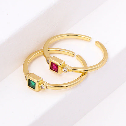 Geometric Square Zircon Copper Ring