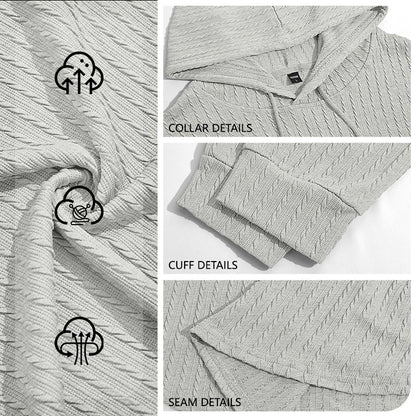 Mens Jacquard Half-zip Hoodie Pullover Knitwear