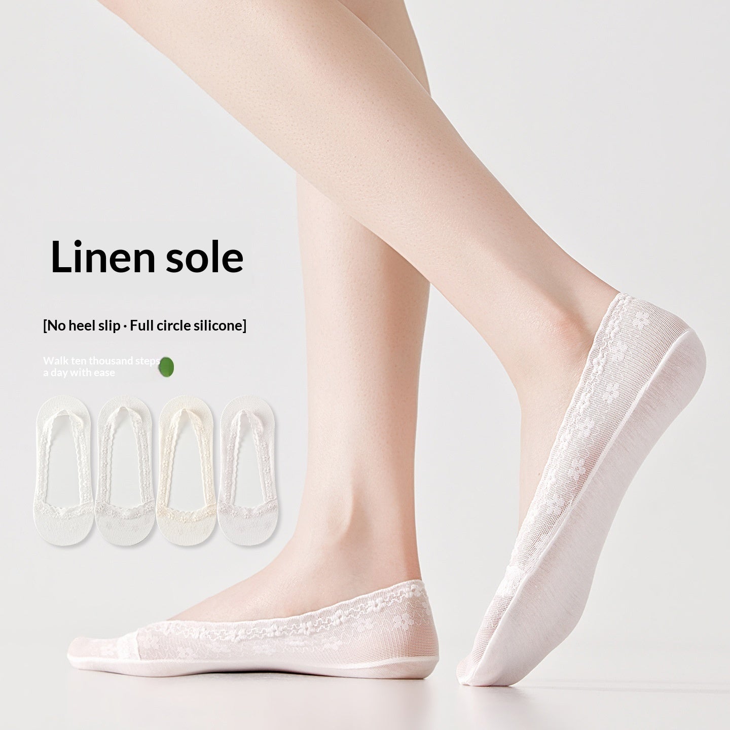 Womens Lace Invisible Socks Thin Breathable With Lace Trim To Prevent Slipping