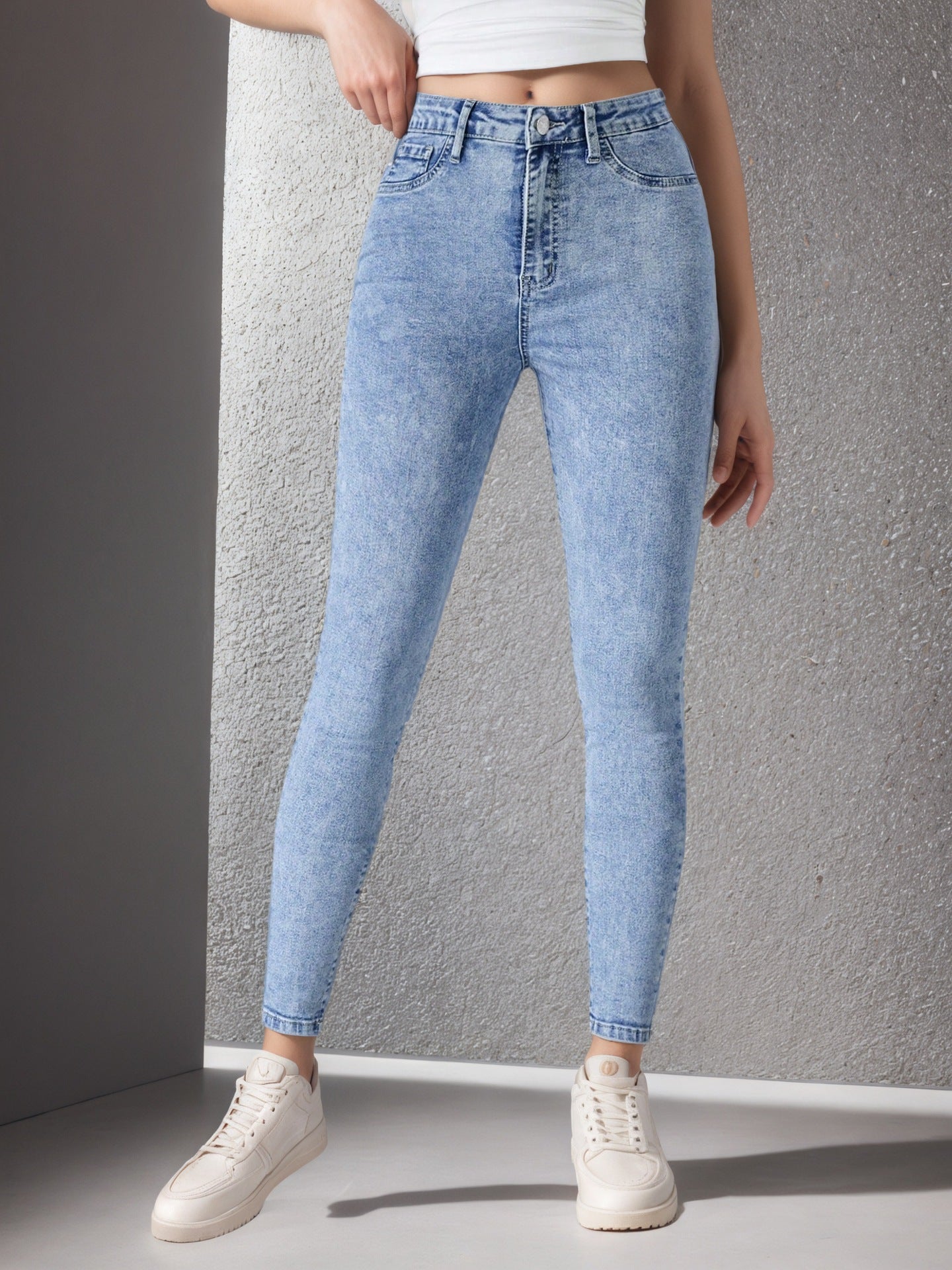 Stretchy Slim-fit Skinny Jeans High-waisted With Tummy-control Design