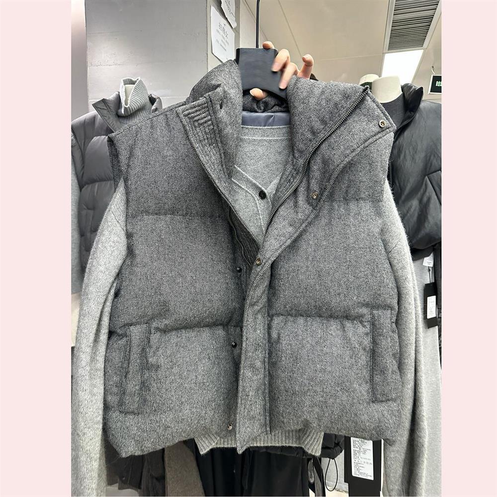 Stand-collar Sleeveless Womens Outerwear Vest Casual Waistcoat