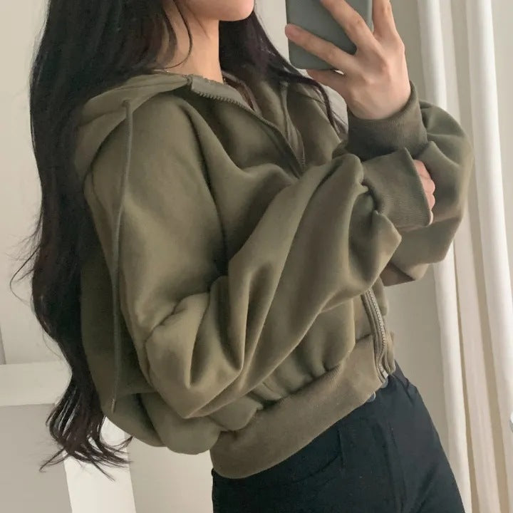 Hooded Cardigan Velvet Padded Thickened Sweater Women