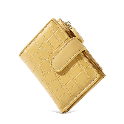 Simple Retro Solid Color Zipper Clasp Mini Short Wallet