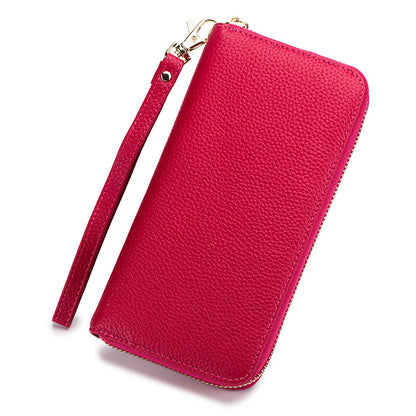 Womens Tassel First-Layer Leather Anti-Scanning Zipper Wallet