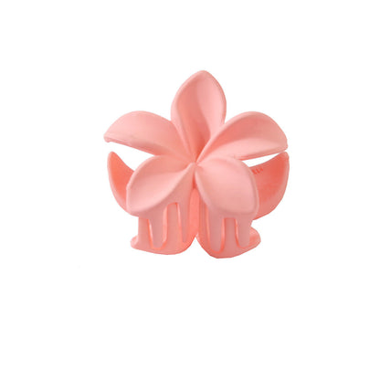 Feather & Red Plastic Flowers Barrettes