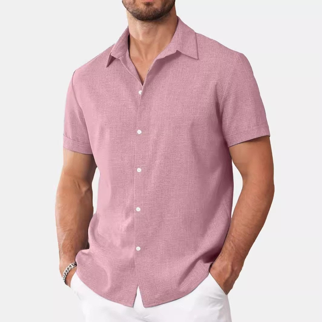 Mens Short-Sleeved Printed Casual Shirt