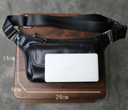Single-Shoulder Crossbody Genuine Leather Chest BagWaist Bag Large Capacity Multi-Functional