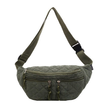 Solid-color Down Cotton Chest Bag Niche-design Shoulder And Crossbody Versatile And Easy To Match