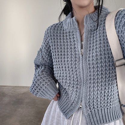 Fashion Vintage Zipper Sweater Coat For Women