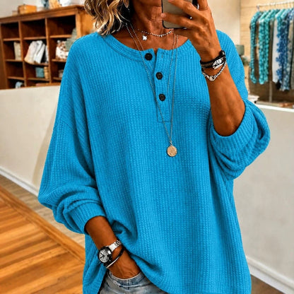 Fashionable Crew-neck Loose-fit Long-sleeve Top