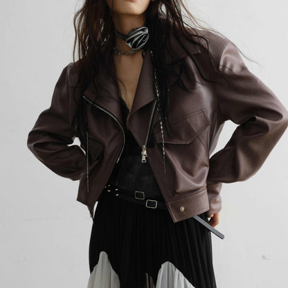 Handsome Loose PU Leather Jacket Coat