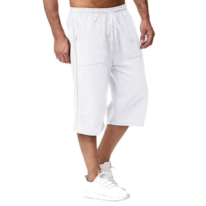 Amazon Europe And America 2026 Cross-Border Men's Casual Cotton-Linen Sports Pants Summer Cotton-Linen Cropped Casual Pants Men