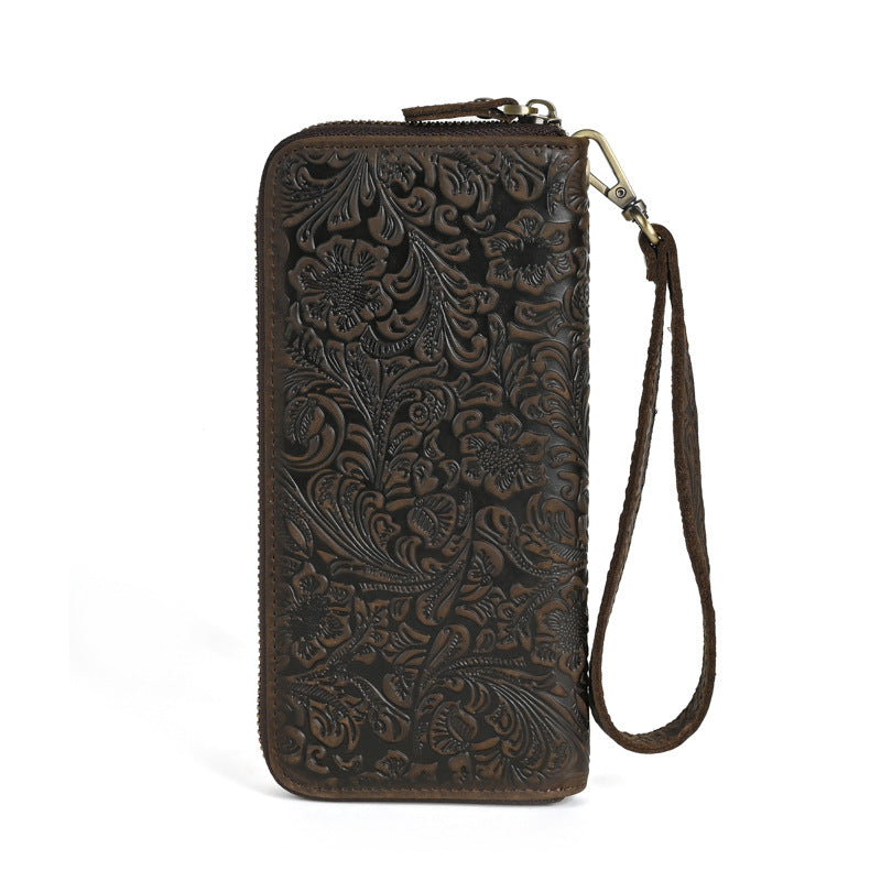 Mens Zip-around Multi-card Clutch Wallet