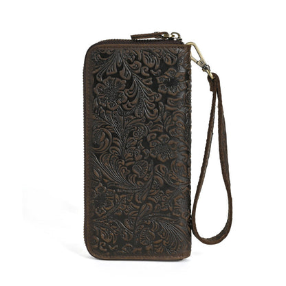 Mens Zip-around Multi-card Clutch Wallet
