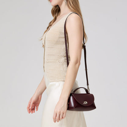 Retro-style Elegant Genuine Leather Tote And Crossbody Bag
