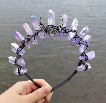 Natural Crystal Electroplating Frosted Crystal Witch Headband