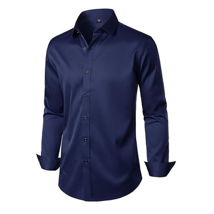 Elegant Business Formal Solid-color Long-sleeve Mens Shirt
