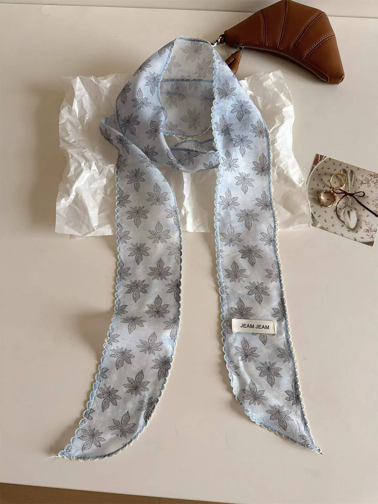 Korean-style Retro Floral Long Silk Scarf