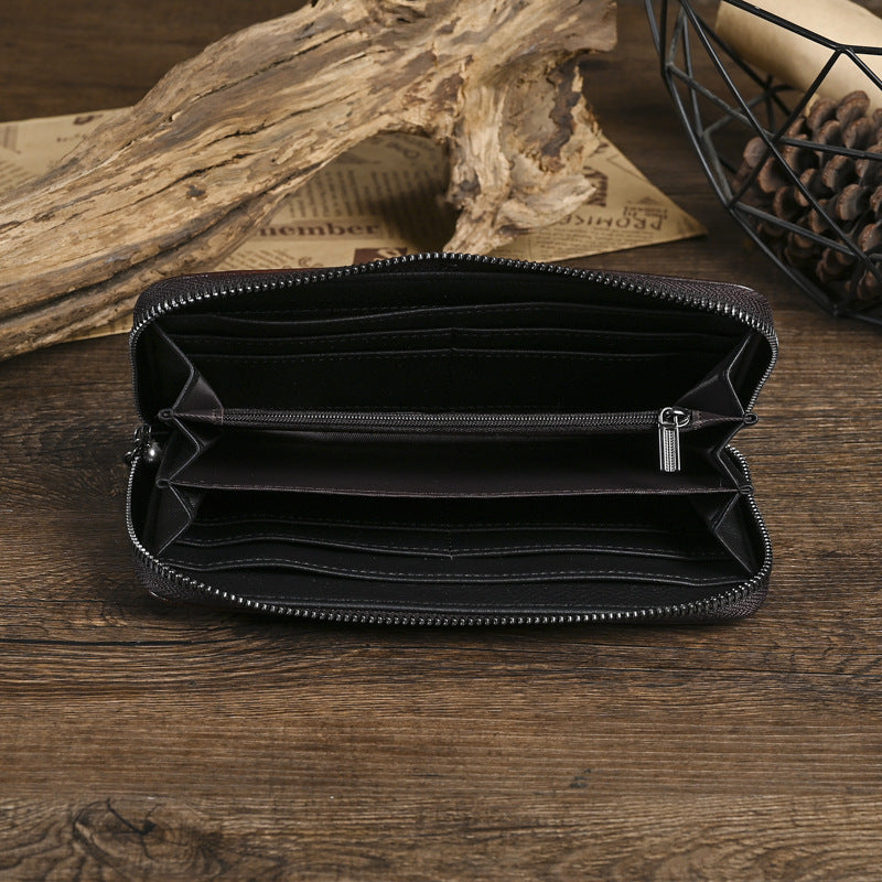 Vintage Zip-around Clutch Womens Long Leather Wallet