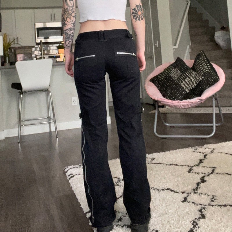 Low-rise Straight-leg Slimming Utility Trousers With A Zipper