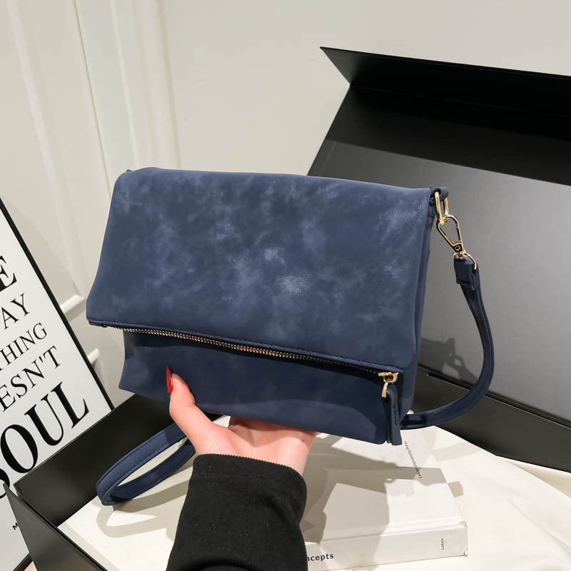 Urban Minimalist Envelope-Style Flap Saddle In PU Leather Crossbody Shoulder Bag