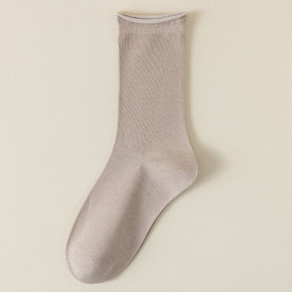 Springsummer Mid-calf Socks For Women Made Of Silk