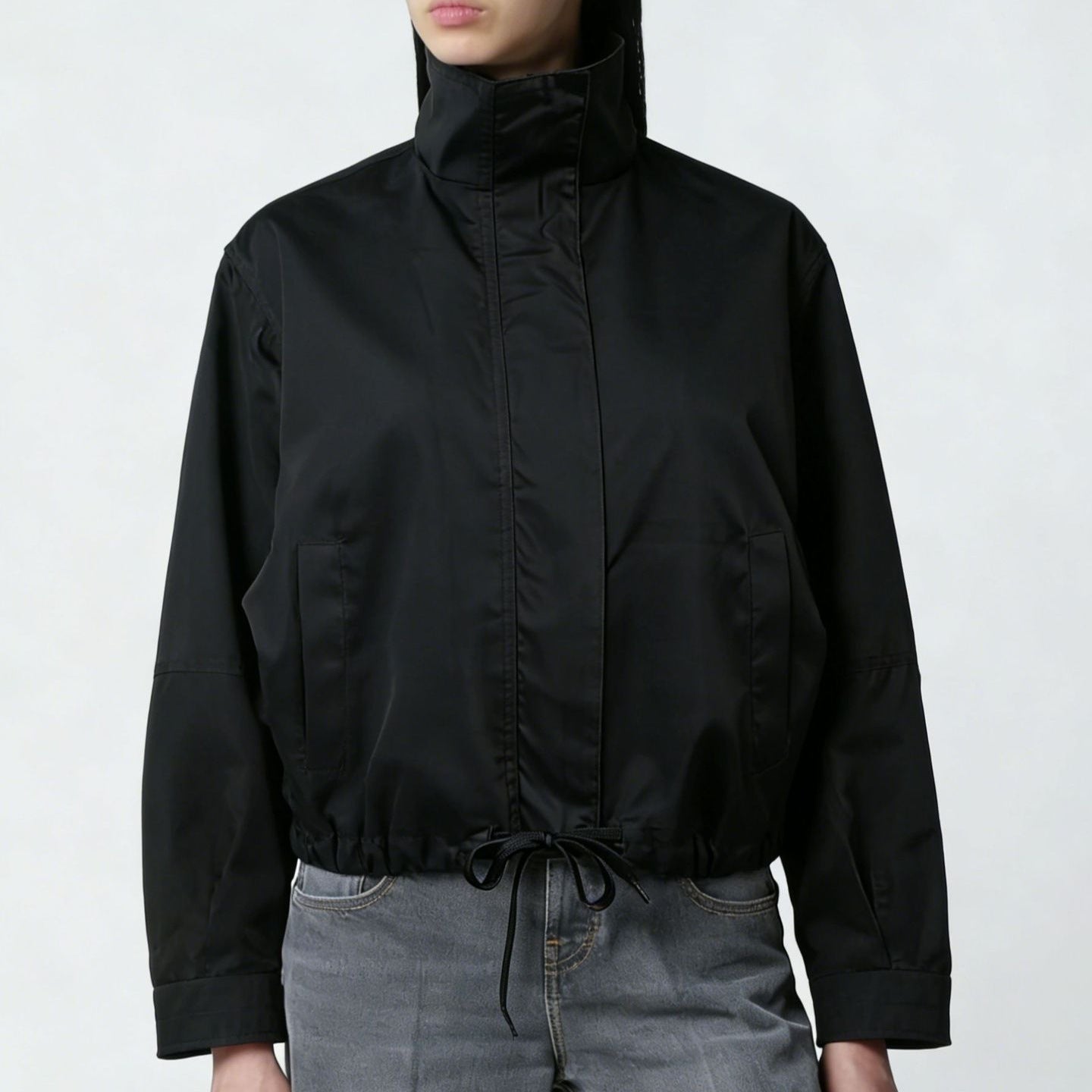 Stand-collar Trench Coat Womens Long-sleeve Jacket