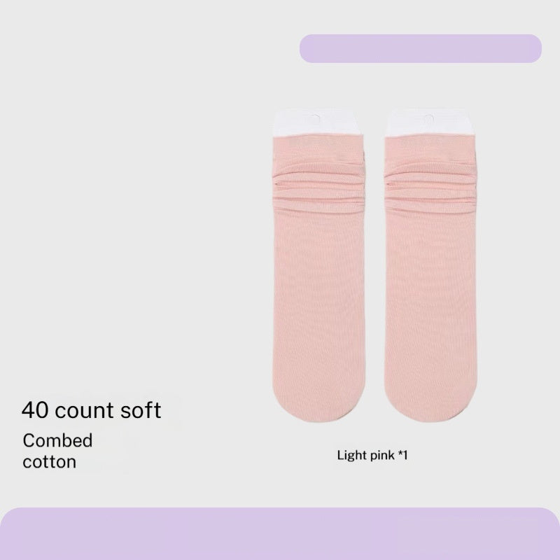 Combed Cotton Sweat-absorbent Deodorant Solid-color Knee-high Socks