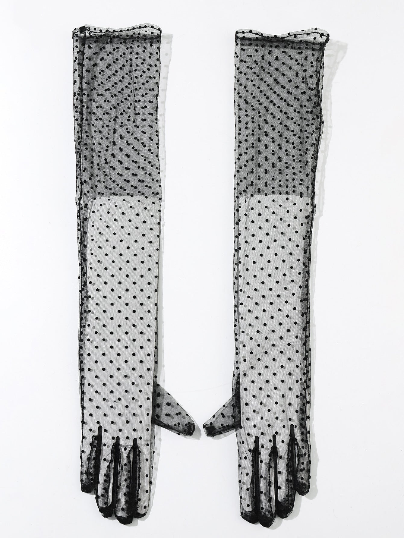 Women's Polka-Dot Extended Lace Gloves