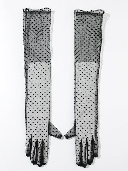 Women's Polka-Dot Extended Lace Gloves