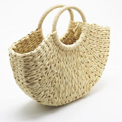 Straw Hand-woven Tote Bag With Dual Straps