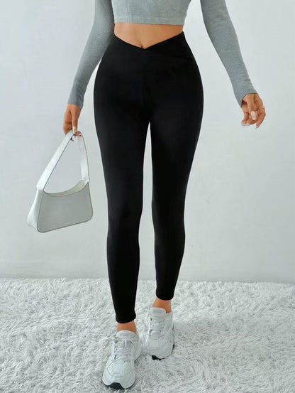 Popular Cross-Border Yoga Pants With Fleece, Cross High-Waisted, Breathable, Butt-Lifting, Tummy Control, Sports Outdoor Leggings For Women