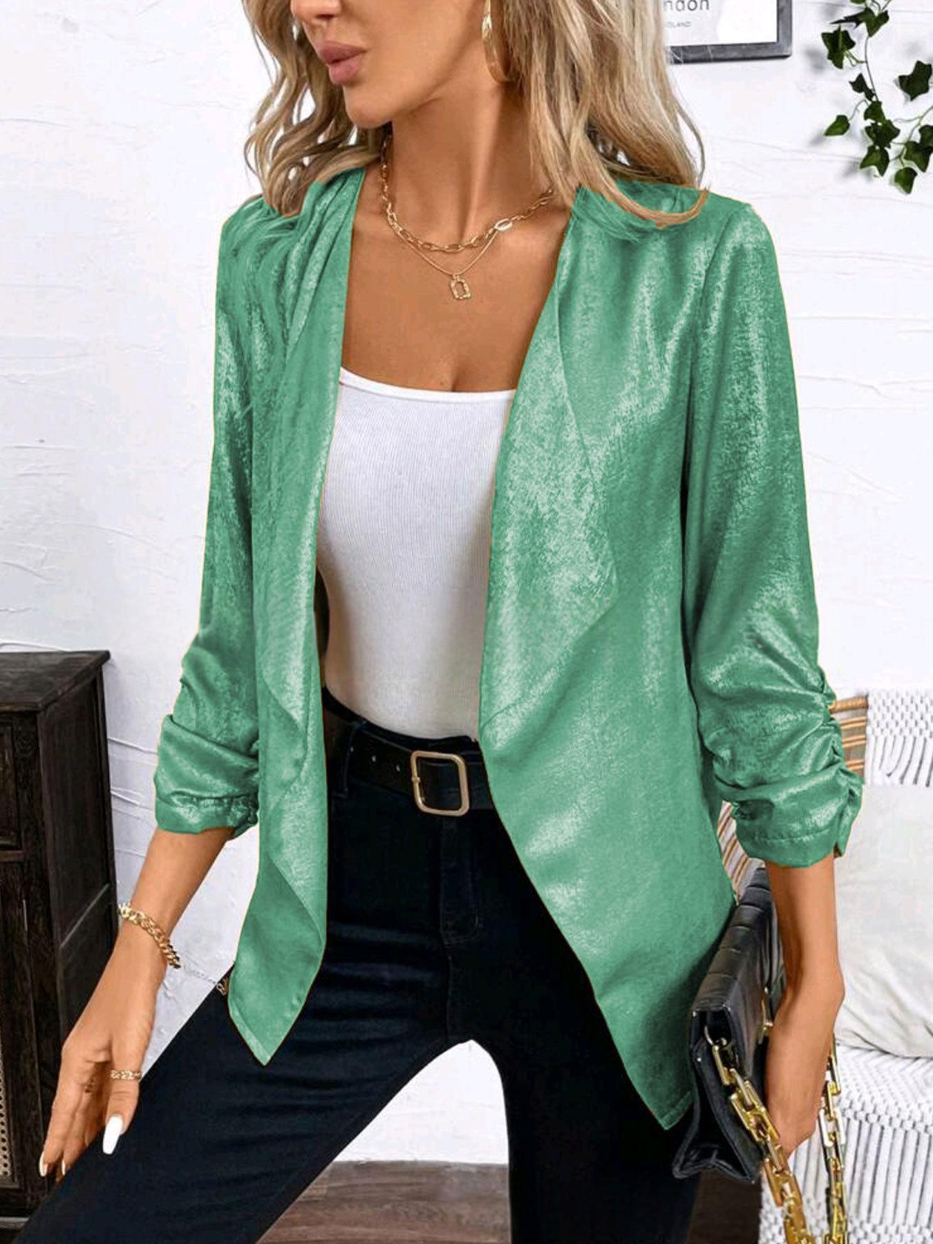 Fashionable Gold-foil-pressed Shimmering Petite Blazer Top