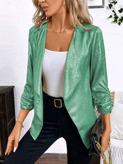 Fashionable Gold-foil-pressed Shimmering Petite Blazer Top