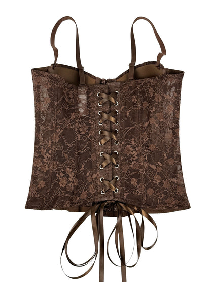 New Cross-Border Lace Embroidered Fishbone Corset Slimming Camisole Pure Desire Tube Top Outfit Fishbone Top