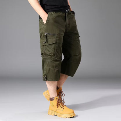 Mens Cropped Long-Style Elastic Work Pants