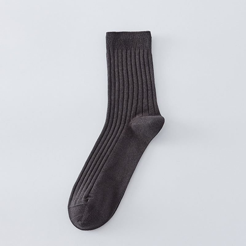 All-cotton Mid-calf Contrast-color Mens Seamless Socks