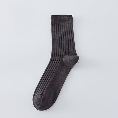 All-cotton Mid-calf Contrast-color Mens Seamless Socks