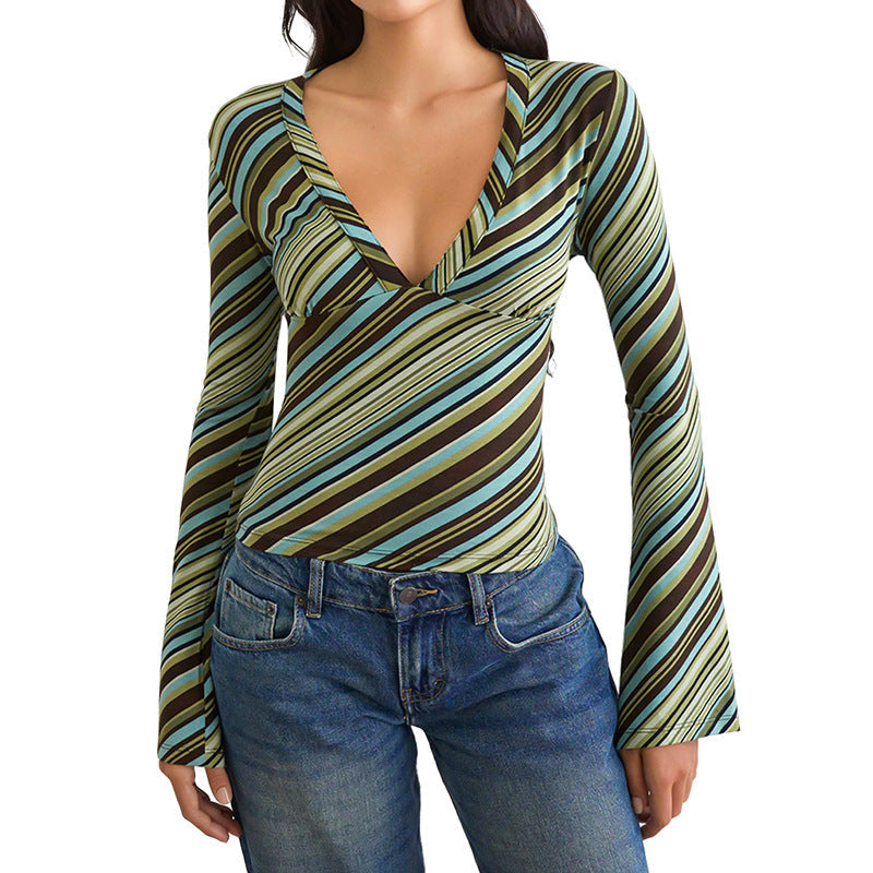 Summer New Sexy Trendy Cool Deep-V Neck Long Sleeves