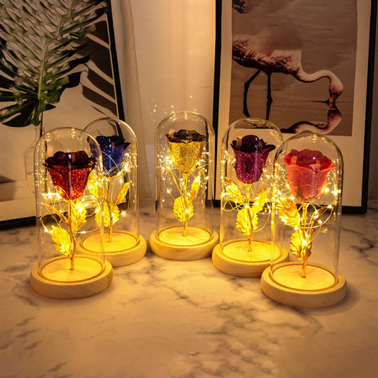 Eternal Rose with LED Light in Glass Cover