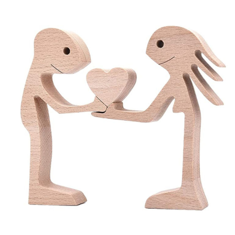 DIY Wooden Dog Figurine Sculpture Home Decor