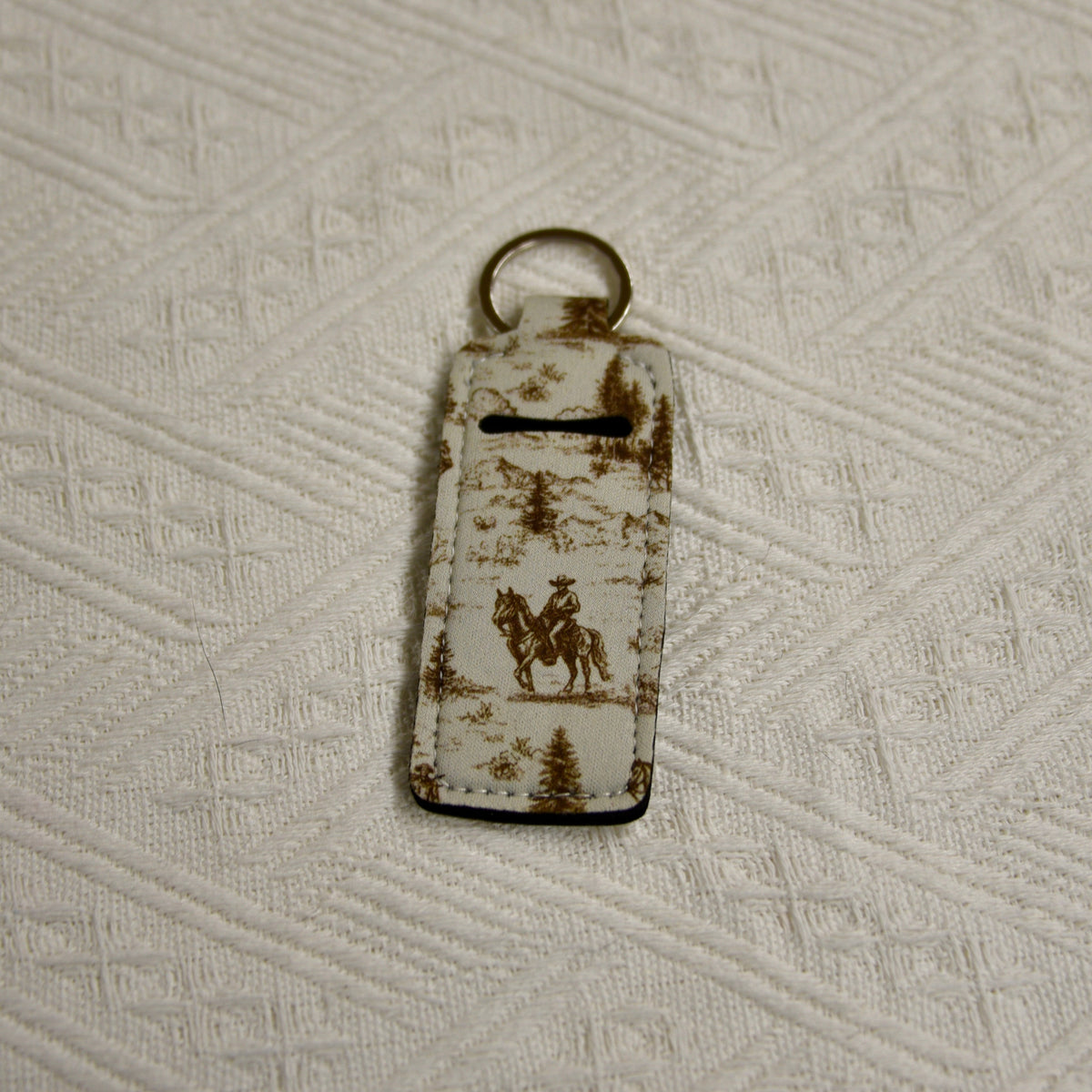 Chapstick Holder Keychain – Cow Print, Camo Pink Bow, Cowboy Toile, Barn Toile, croquette, duck, moon